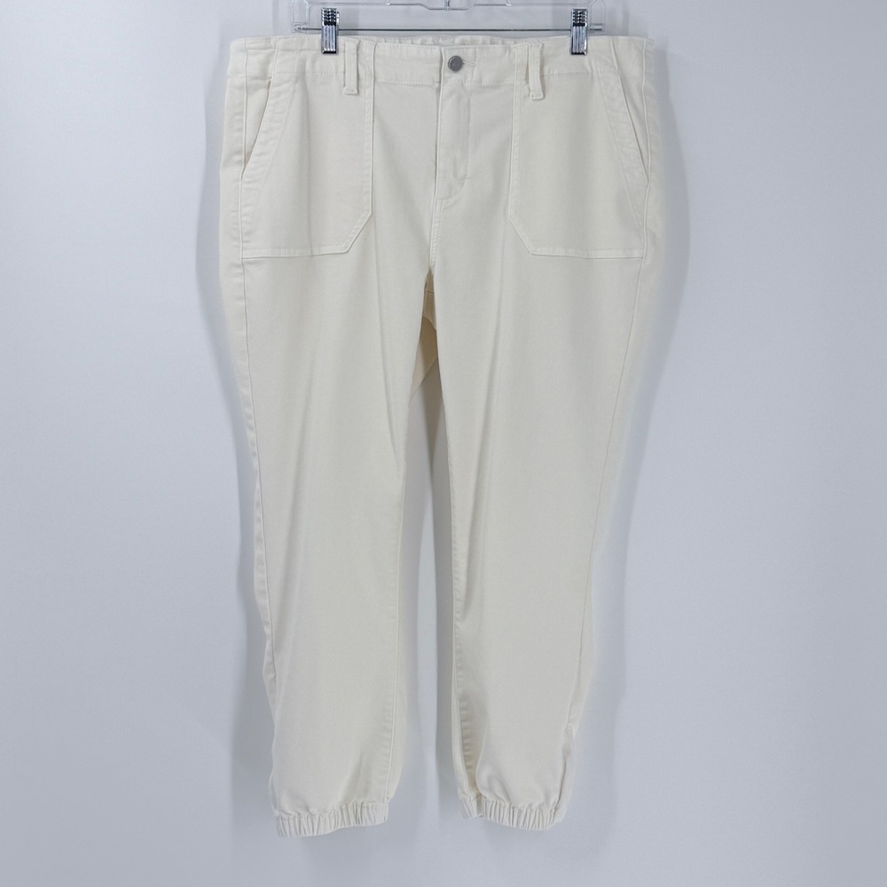 PAIGE Mayslie Jogger Pants Womens sz 34 Ivory Off White Utility Zips Casual